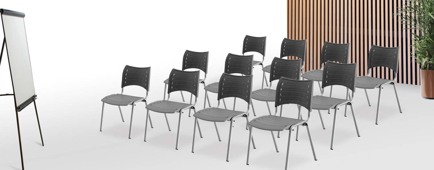 MODUL. Colección de sillas multifunción para instalación de colectividades y oficinas con asiento y respaldo en polipropileno.